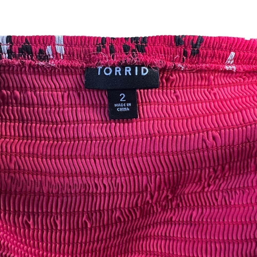 Torrid Pink with Black/White Cheetah Detail Peplum Chiffon Midi Cami (Size 2) - Picture 5 of 5